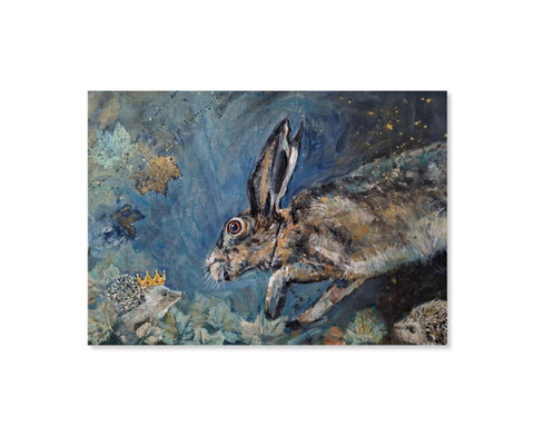 Postkarte - Der Hase und der Igel - Monika Voss