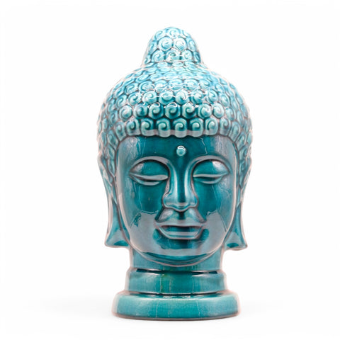 Buddha-Kopf Keramik Türkisgrün - Groß