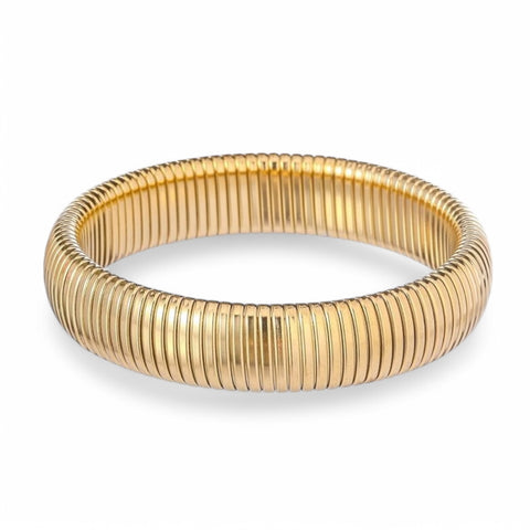 Eleganter elastischer Armreif aus Edelstahl, 14 Karat vergoldet