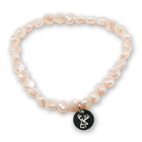 Kristallperlen Armband - Rosé-Pearl-Natural glitzernd mit Hirschkopf / Geweih - WALDDESIGNERIN®