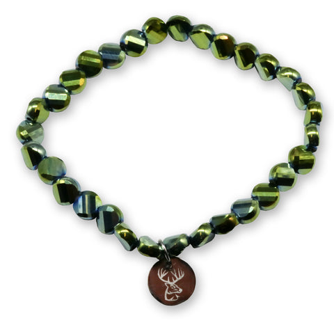 Kristallperlen Armband - Sea Grass-Pearl glitzernd mit Hirschkopf / Geweih - WALDDESIGNERIN®