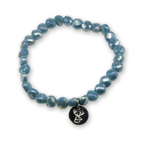 Kristallperlen Armband - Grünblau-Pearl glitzernd mit Hirschkopf / Geweih - WALDDESIGNERIN®