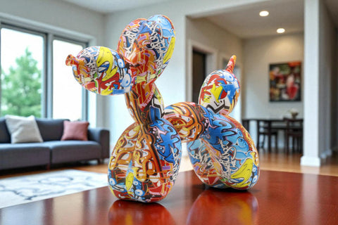 Ballonhund Tischdeko aus Kunststoff im Graffiti Style