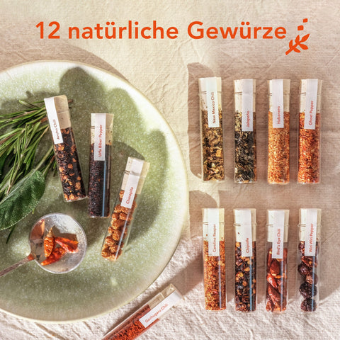 Craftly Chili-Gewürzbox – 12 Exklusive Chilisorten aus aller Welt