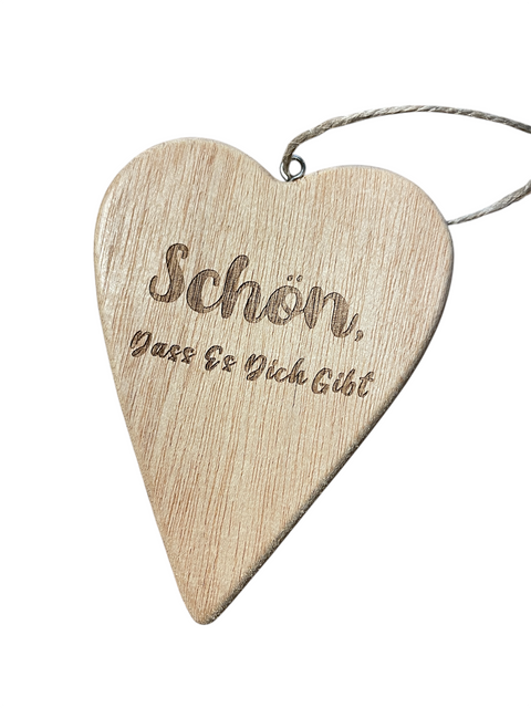 Deko-Herz aus Holz "Schön das es Dich gibt"