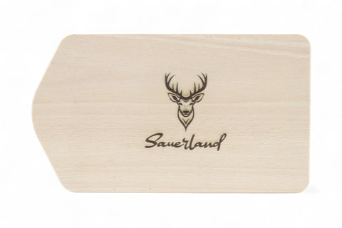 Frühstücksbrettchen &amp; Schneidebrett aus Kiefernholz mit Gravur "Sauerland Hirsch"