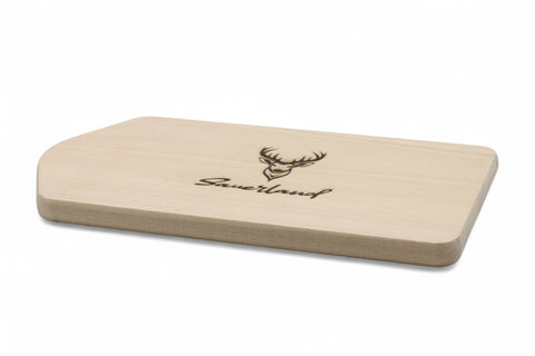 Frühstücksbrettchen &amp; Schneidebrett aus Kiefernholz mit Gravur "Sauerland Hirsch"