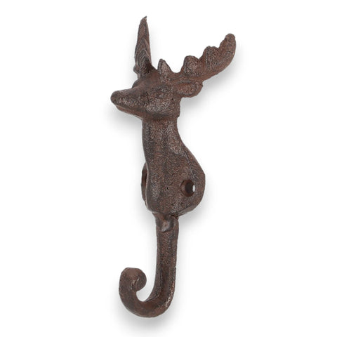 Einzel-Wandhaken aus Gusseisen mit Hirschkopf