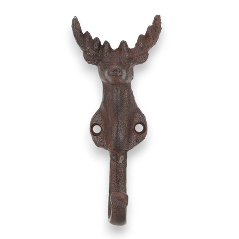 Einzel-Wandhaken aus Gusseisen mit Hirschkopf