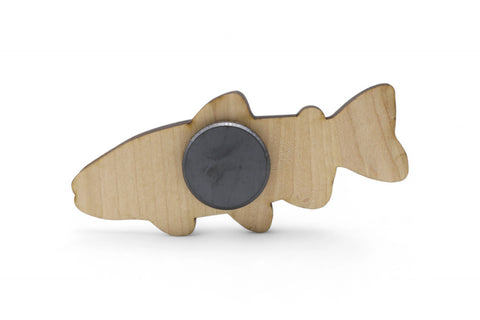 Kühlschrankmagnet Bachforelle aus Holz - Extra Stark