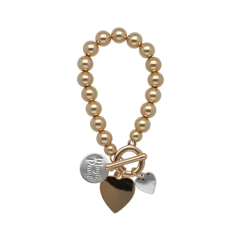 Magic Pearl Perlenarmband "Heart" - Gold