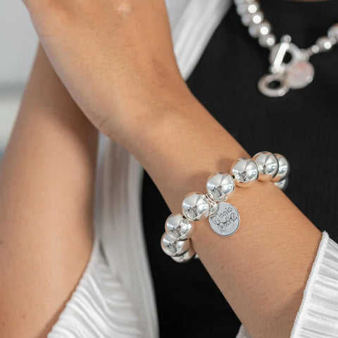 Magic Pearl Perlenarmband "Chunky" 12mm - Silber