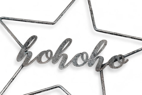 Sternenanhänger aus Aluminium mit dem Schriftzug Ho Ho Ho