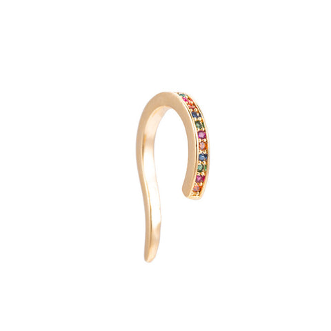 Ohrring Earcuff - Kupfer, 14 Karat vergoldet - Gelbgold - Zirkonia