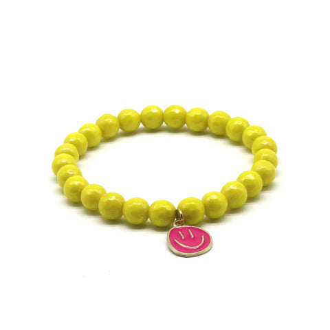 Perlenarmband Gelb mit Smiley - PEARLS by WALDDESIGNERIN®