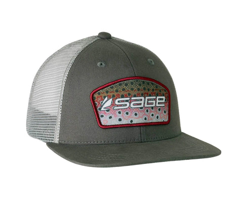 SAGE Patch Trucker Hat - Baseball Cap - Charcoal-Rainbow Trout