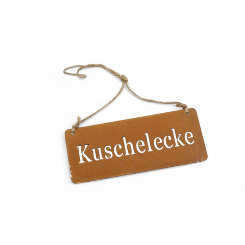 Metallschild Edelrost "Kuschelecke"
