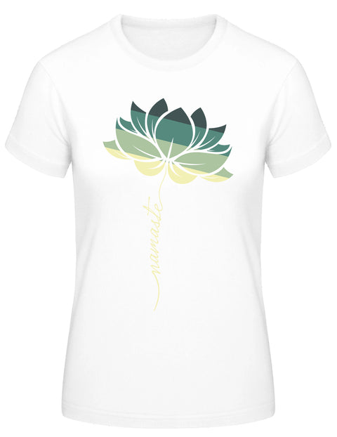 Wunderschönes Damen T-Shirt - "YOGA GREEN LOTUS" - 100 % Baumwolle