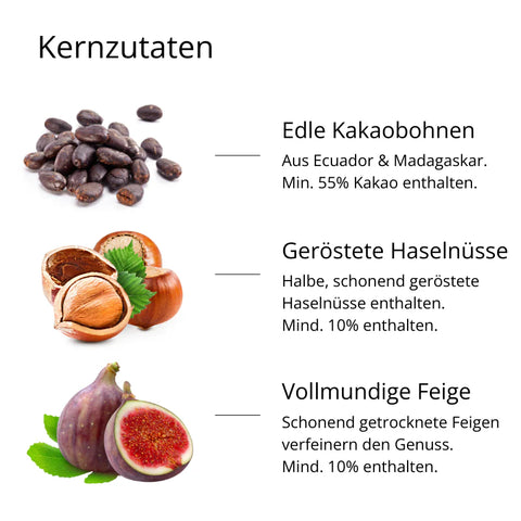 Zartbitter Schokolade mit Haselnuss & Feige (90g)